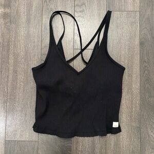 Vuori Black Ribbed Strappy Tank Top